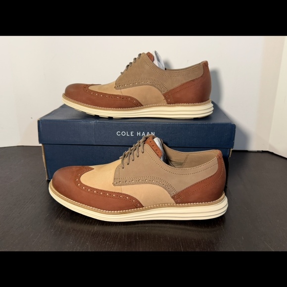 Cole Haan Original Grand Shortwing Oxford Shoes Dark Cuoio/Ivory Mens 7M main image 12